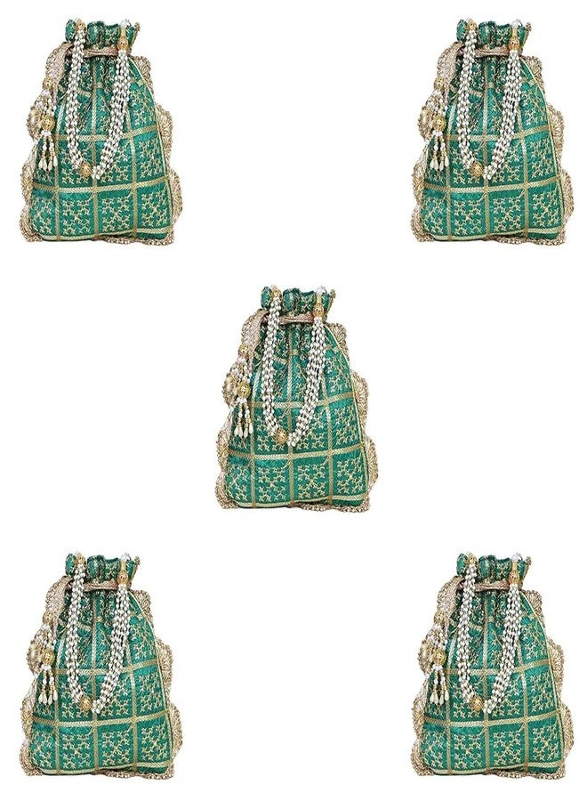 DUCHESS Women Green Potli Bag (Pack of 5)